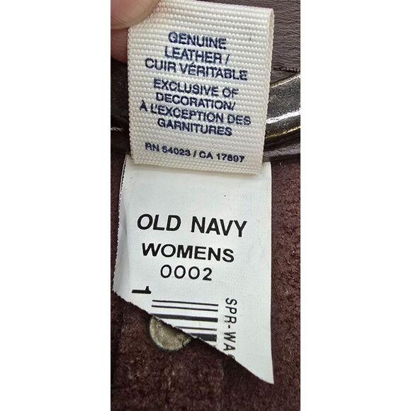 VTG Old Navy Womens Brown Genuine Leather Belt Woven Design Sz M W Brass Buckle - Picture 2 of 7